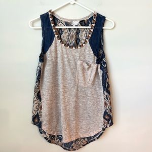 Miss Me small tan & blue